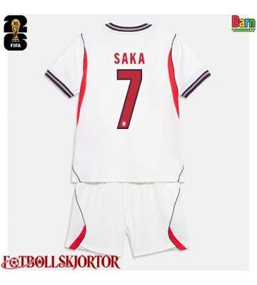 England Bukayo Saka #7 Hemmakläder Barn VM 2026 Kortärmad (+ Korta byxor)